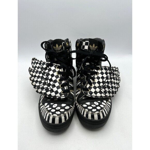 Adidas Jeremy Scott Wings Op Art Black White Multi Pattern US 10 Rare HTF